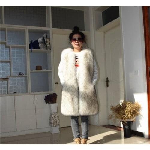Top brand Raccoon Women New Fur Long Coat high quality