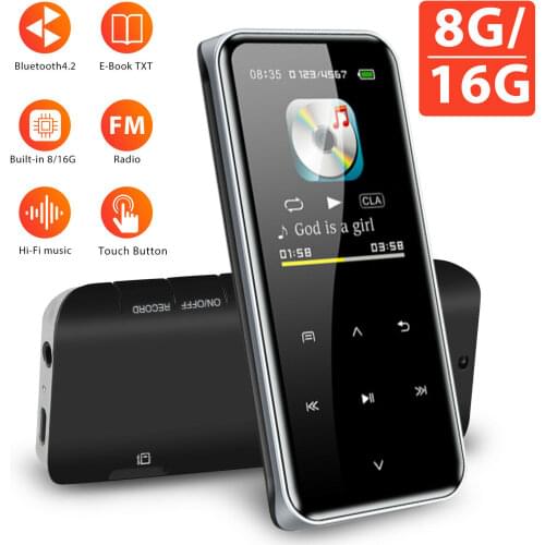 Portable Bluetooth 4.2 MP3 Player Touch Screen MP3 HIFI Music Player Lossless Sound Support FM Radio Voice Recorder Text Reading