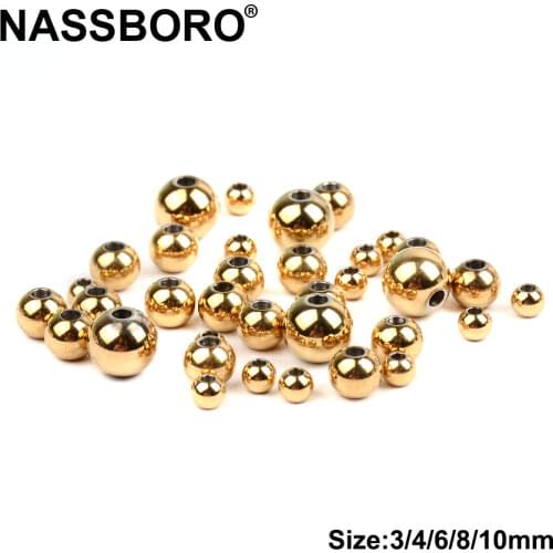 Gold Color Plated Stainless Steel Metal Beads 3mm 4mm 6mm 8mm 10mm Round Loose Spacer beads for Jewelry Making DIY Bracelet Ball