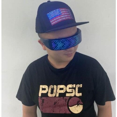 Hot Sales LED Party Hat Bluetooth LED APP Controlled Hip hop Cap Multi Language Display Advertising Hat