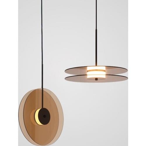 Nordic creative record art living room dining room small pendant lights LED modern minimalist bedroom bedside glass hanging lamp