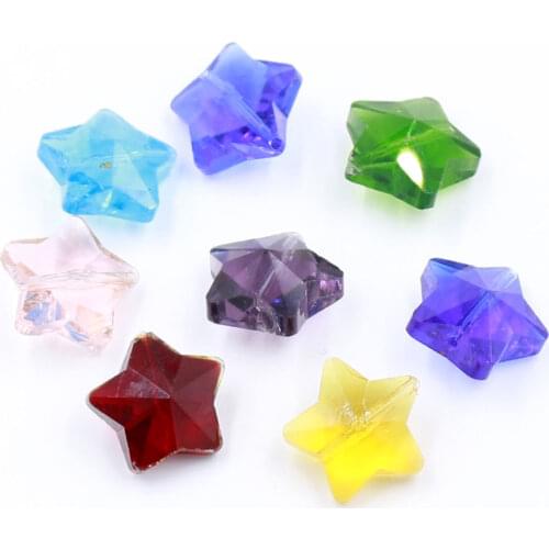 ZHUBI 20pcs/lot Glass Pendant Five-star Shape With Vertical Hole 14MM Crystal Faceted Star Beads DIY Jewelry Design Supplies