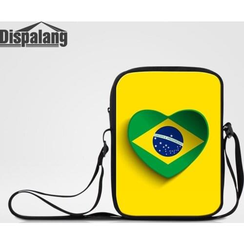 Dispalang Mens Mini Messenger Bag For Brazilian Football Fans Male Custom Image Crossbody Bags For Teen Boy Casual Shoulder Bag