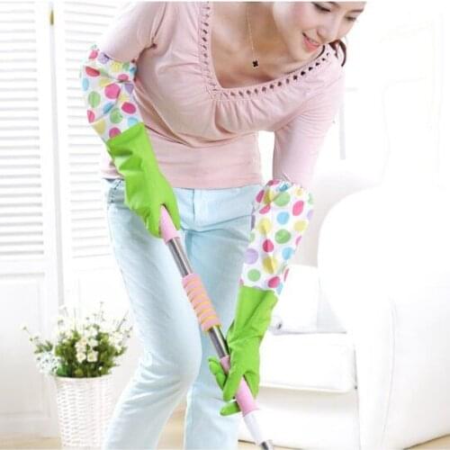 High Quality Household Gloves Long Latex Gloves Thicken velvet Linning Rubber Gloves Cleaning Kitchen Gloves