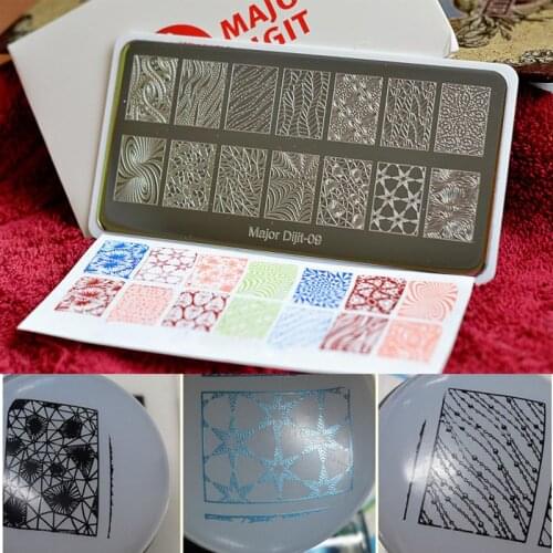Top Quality 10pcs/set Major Dijit Nail Stamping Plates Nail Art Stamping Template Image Plate Nail Stencil With protectiveback