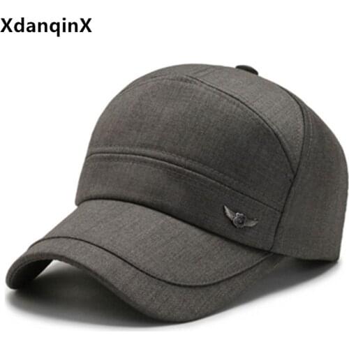 XdanqinX autumn mens baseball cap cotton caps simple casual sports cap adjustable size brands bone dads hat men snapback cap