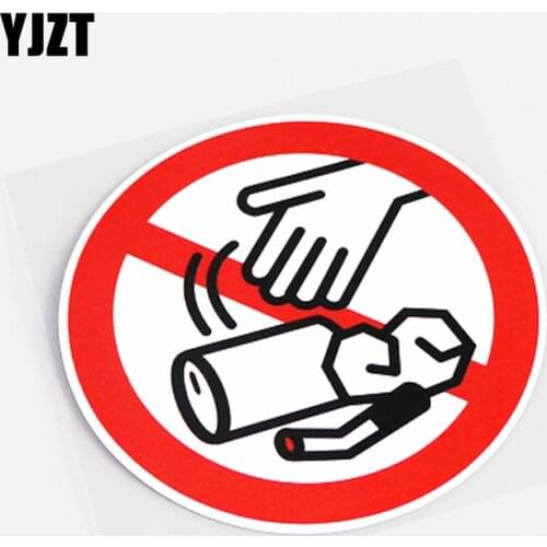 YJZT 12CM*12CM Interesting Warning Mark No littering Car Sticker PVC Decal Decoration 13-0815