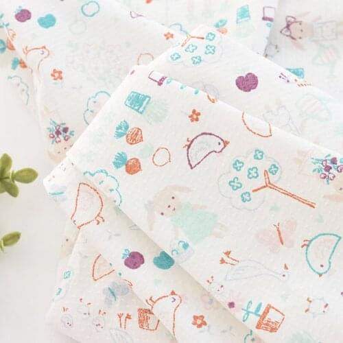 Pure cotton jacquard cartoon small animal garden fabric clothes skirt childrens wear pajamas shirt handmade DIY fabric