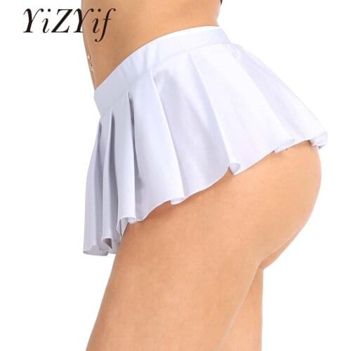 Women Fashion Sexy Lady Schoolgirl Cosplay Cheerleader Sleepwear Lowrise Super Mini Pleated Short Skirt Party Nightwear Clubwear
