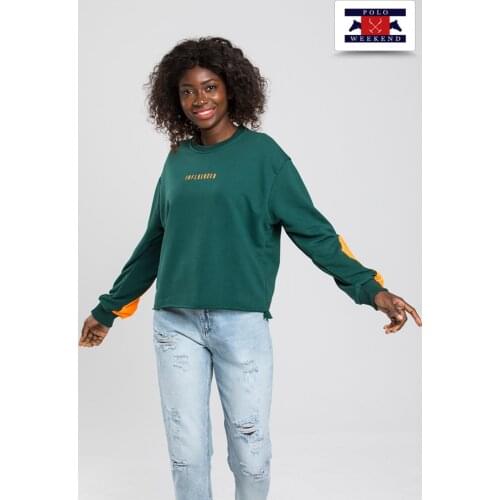 Polo Weekend 100% Cotton Green New Season Long Sleeve Women Sweatshirt