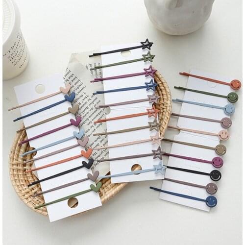 10Pcs / Set Korean Version Of The Hairpin Wild Color Love Smiley Star Star Hairpin Hair Accessories
