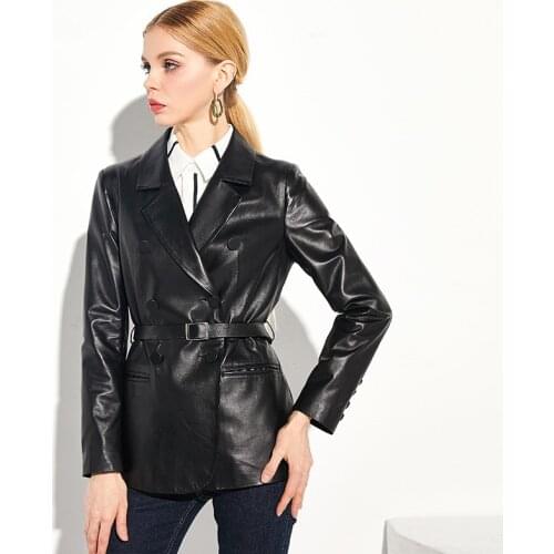 100% Natural Sheepskin Coat With Belt 2020 Long Genuine Leather Jacket Women Spring Trench Female Real Leather Jackets YQ404