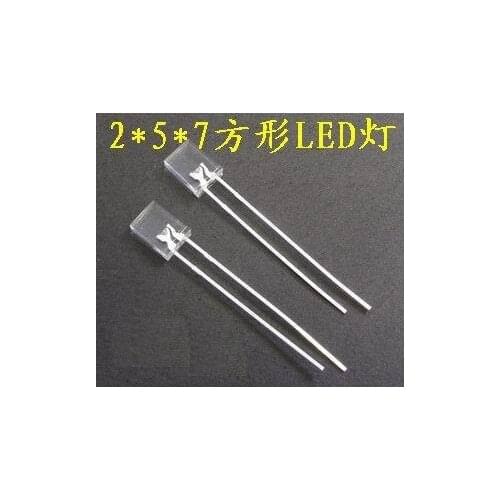 02-49 100pcs/LOT 2X5X7 square LED Transparent White light-emitting diode (square)