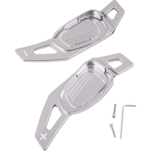 2pcs Aluminum Alloy Car Silver Steering Wheel Shift Paddle Shifter Extension Fit for Audi A5 S3 S5 SQ5 RS3 RS6 RS7