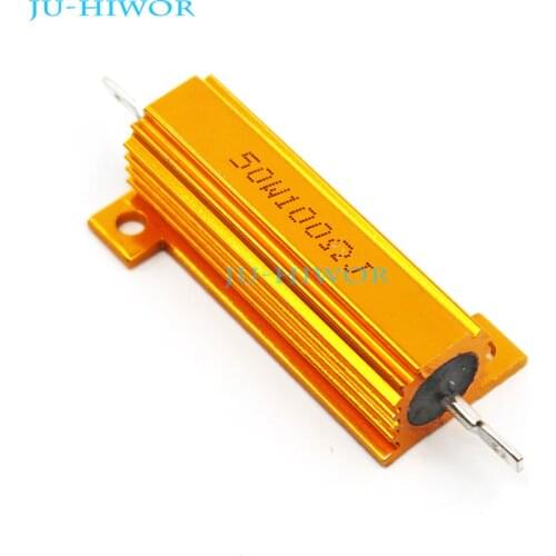 2pcs/lot) RX24 100 Ohm 100R 50W 50Watts Aluminium Housed High Power Resistor Metal Shell Heatsink Resistor 100ohm Resistance