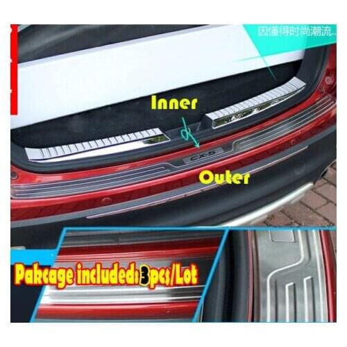 3PCS Car Rear Bumper Sill Inner and Outer Trunk Protector Trims For Mazda CX-5 CX5 2012 2013 2013 2014 2015