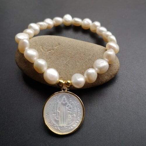 Promotion! 21mm Adjustable Natural San Benito Mother Pearl Bracelet for women San Benito Mother Pearl Bracelet for Mothers Day