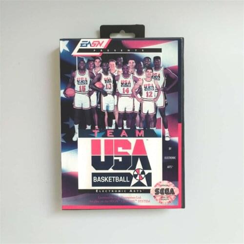 Team USA Basketball - USA Cover With Retail Box 16 Bit MD Game Card for Sega Megadrive Genesis Video Game Console