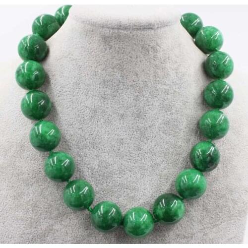 Big size green jade stone beads AA round 20mm nature necklace wholesale 18inch FPPJ wholesale gift