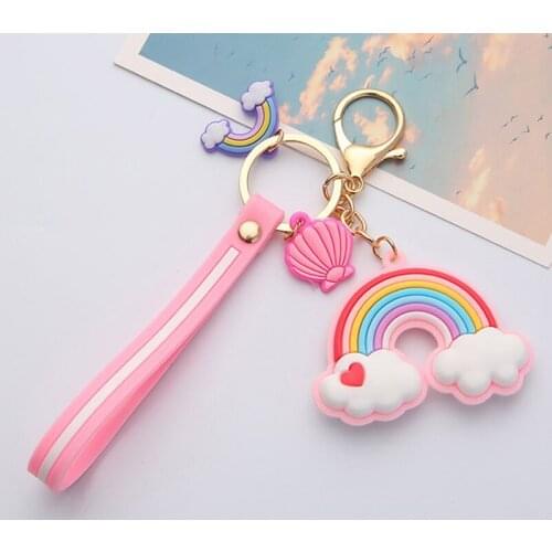 Cute Rainbow Cartoon Fairy Figure Doll Key Chain For Woman Bag Childrens Book Backpack Keychain Charm Jewelry