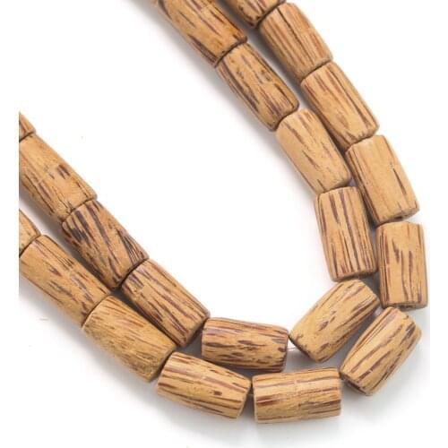 1string Natural Cylindrical Wood Loose Beads Barrel Shape Wooden Cylinder Buddhist Necklace Bracelet woman man Jewelry Accessory