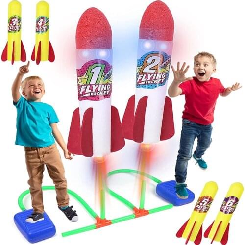 Kids Air Pressed Stomp Rocket Pedal Games Outdoor Sports Kids League Launchers Step Pump Skittles Children Foot Family Game Toy