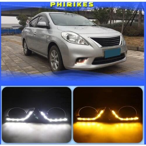 2pcs For Nissan Almera Latio Sunny Versa 2011 2012 2013 DRL Daytime Running Lights Daylight Fog Head Lamp