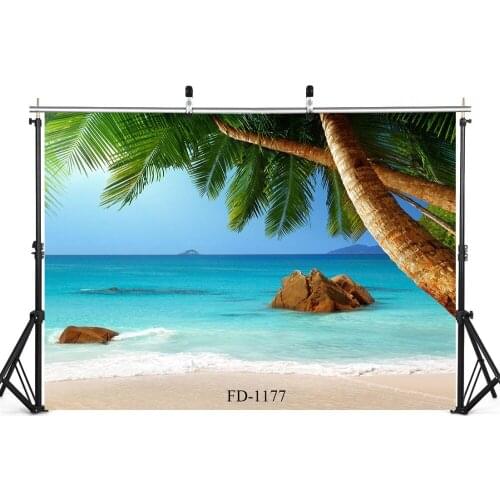 Seascape Custom Photography Backdrops Sea Sky Palm Tree Backgrounds for Photo Studio Wedding Child Newborn Baby Shower Photocall
