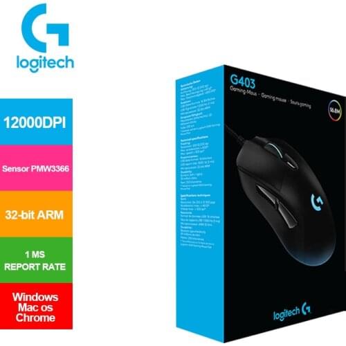 Logitech Gaming Mouse G403/G403 Hero 12000DPI Wired RGB Mouse Support Windows Mac Chrome with 32-bit ARM Support Logitech G HUB