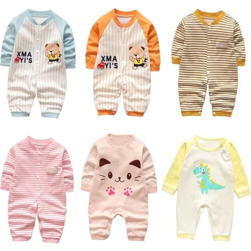 Newborn Unisex Jumpsuits Autumn Long Sleeves Baby Rompers Cotton Baby Clothes For Boys Girls Outfits Infant Costume Playsuit