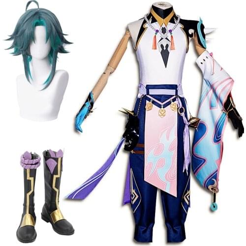 Anime Genshin Impact Xiao Cosplay Costume Game Suit Uniform Halloween Party Outfit For Women Men Wig Shoes Kimono Uniform