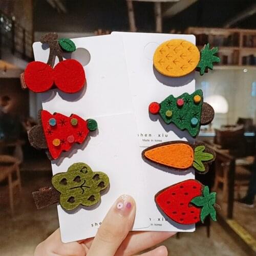 Red Green Christmas Tree Fruit Pineapple Carrot Strawberry Cherry Headwear Clip Barrettes Hairgrips Pins for Women & Children