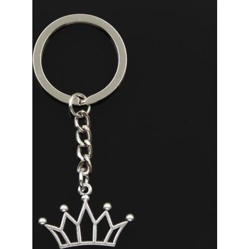 Fashion 30mm Key Ring Metal Key Chain Keychain Jewelry Antique Bronze Silver Color Plated Hollow Crown 20x30mm Pendant