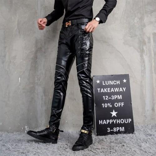 Mens Leather Pants Winter New Slim Feet Male Motorcycle Pants Mens Clothing Streetwear Men Clothes 2020 Hip Hop Streetwear