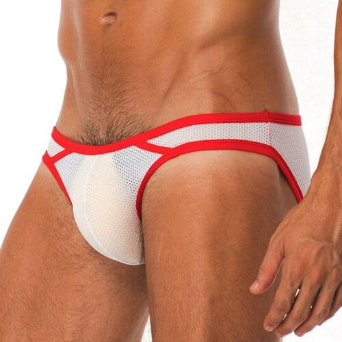 ORLVS Brand 50PC/LOT Wholesale Men Underwear Sexy Gay Briefs Nylon Breathable Male Panties Quick Dry Mesh Men Briefs Cueca Tanga