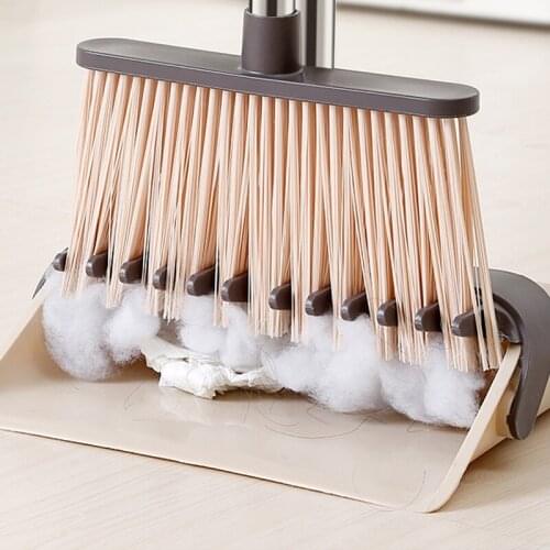 Plastic Foldable Brooms Dustpans Set Upright Standing Windproof DustPan Rotatable Extendable Broomstick Suit Home Cleaning Tools