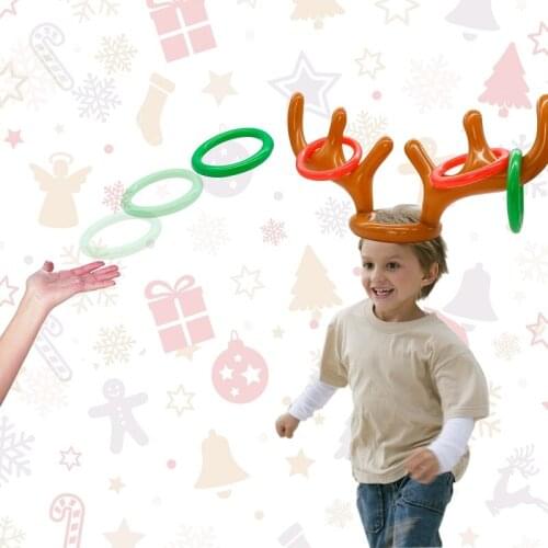 Inflatable Reindeer Antler Ferrule Toss Game for Christmas Fun Games kids Interactive Toys for Family Kids