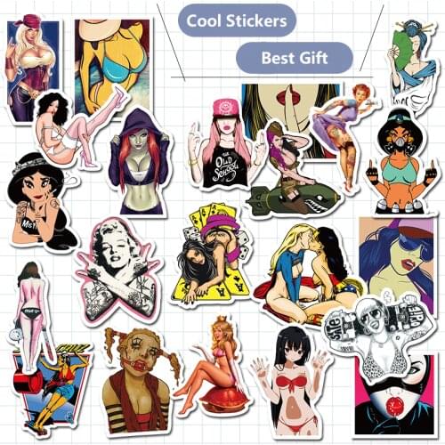 50 Pieces Hot Sale Pvc Waterproof Tease Vulgar Sexy Beauty Girls Stickers For Laptop Macbook Pro Keyboard Luggage Decal Bottles