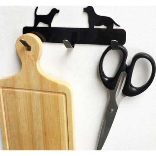Stainless Steel Wall 3 Hooks Bathroom Punching-free Clothes Hanger Dog Shaped Back Door Towel Hanging Peg Home Essential 3Colors