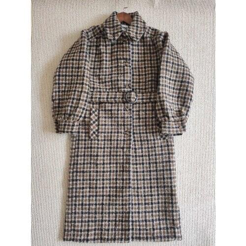 2020 Autumn and Winter New Doll Collar Puff Sleeve Tie Jacket Long Coat