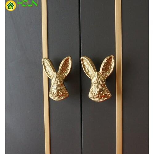 Bunny Rabbit Solid Knob Brass Bugs Handle Nordic Cabinet Door Cupboard Handles Drawer Pulls and Knobs Decor Furniture Hardware