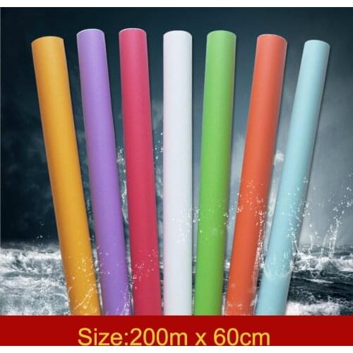 200m Solid Color PVC Waterproof Self Adhesive Wallpaper 1Roll for Living Room Kids Bedroom Decor Contact Paper Kitchen Cabinet