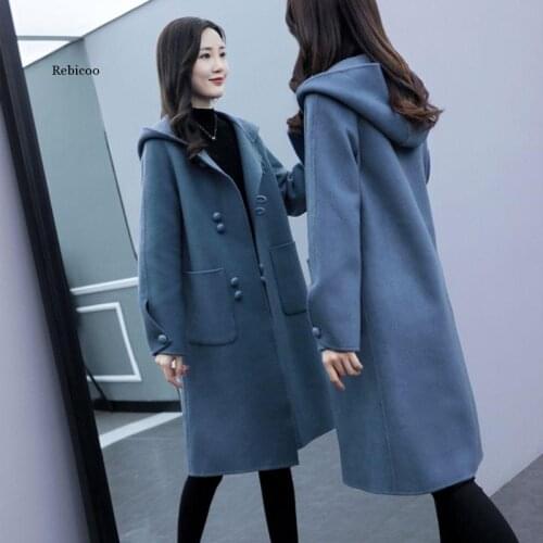Fall / Winter Woolen Plush Warm Winter Loose Large Woolen Hooded Coat