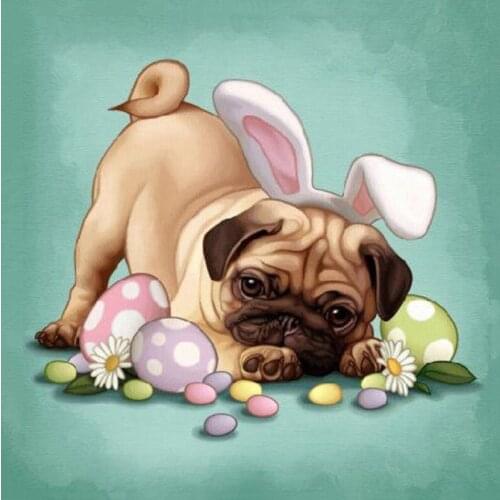 Holidays Easter 5D DIY diamond embroidery pug rabbit eggs diamond painting full square diamond Cross Stitch mosaic gift