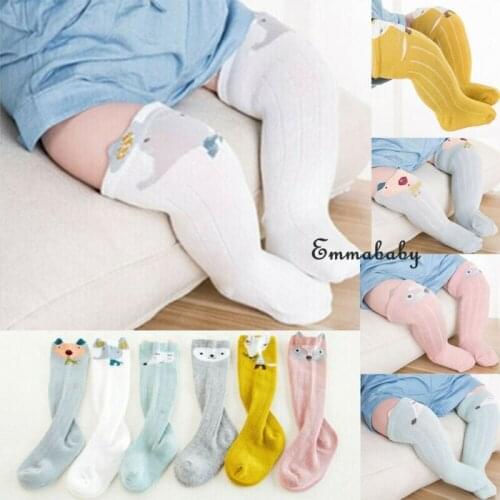 PUDCOCO Hot Toddler Soft Cotton Kids Bow Baby Boys Girls Long Leg Warmers Knee High Socks Tights Tube Socks Cute 0-3Y