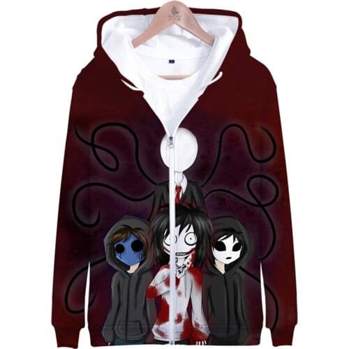 Rahat çocuk Creepypasta 3D Hoodies çocuk boys kız moda sevimli sonbahar çocuk erkek fermuar Creepypasta Hoodie tişörtü marka üst