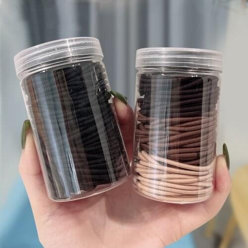 100PCS/Jar Girls Colorful Basic Elastic Hair Bands Children Cute Ponytail Holder Rubber Band Headband Scrunchies Hair Accessorie