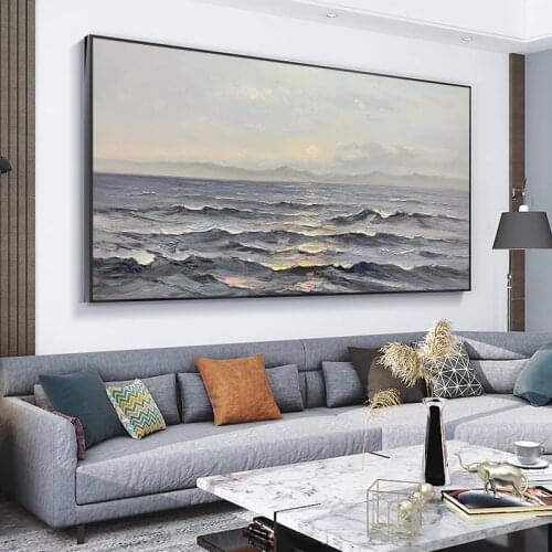 Hand-painted oil painting seascape sunrise sails for living room decoration home hanging painting wall art canvas painting
