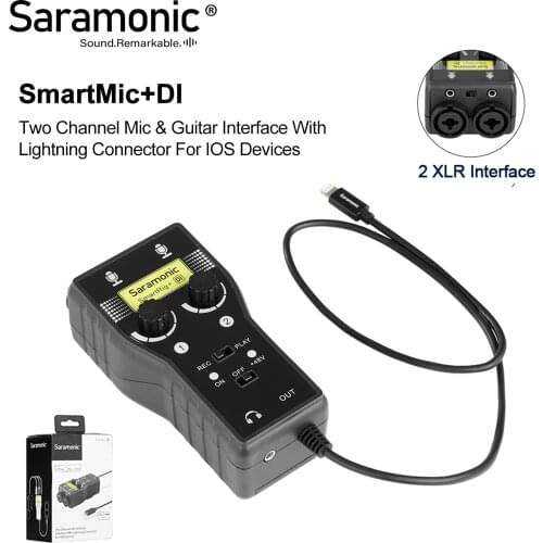 Saramonic SmartRig+ Di 2-Channel XLR & 6.3mm Guitar Audio Interface Microphone with Lightning Connector