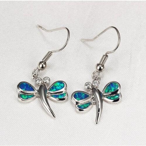 Blue Opal Earrings Dragonfly Wholesale High Quality New Fashion Earrings for Women Party Jewelry ER374